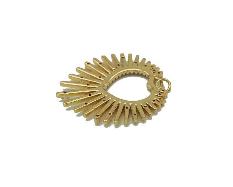 CZ Gold Hollow Out Heart Charm, Sku#LK640
