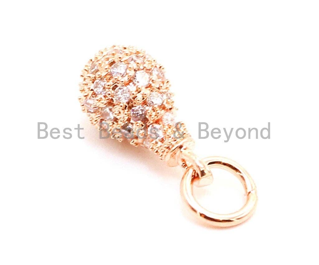 CZ Micro Pave Teardrop Shaped Dangle Charm, Cubic Zirconia Egg Charms&Pendants, Pave Dangle Charms, 5x8mm/10x8mm, sku#G96