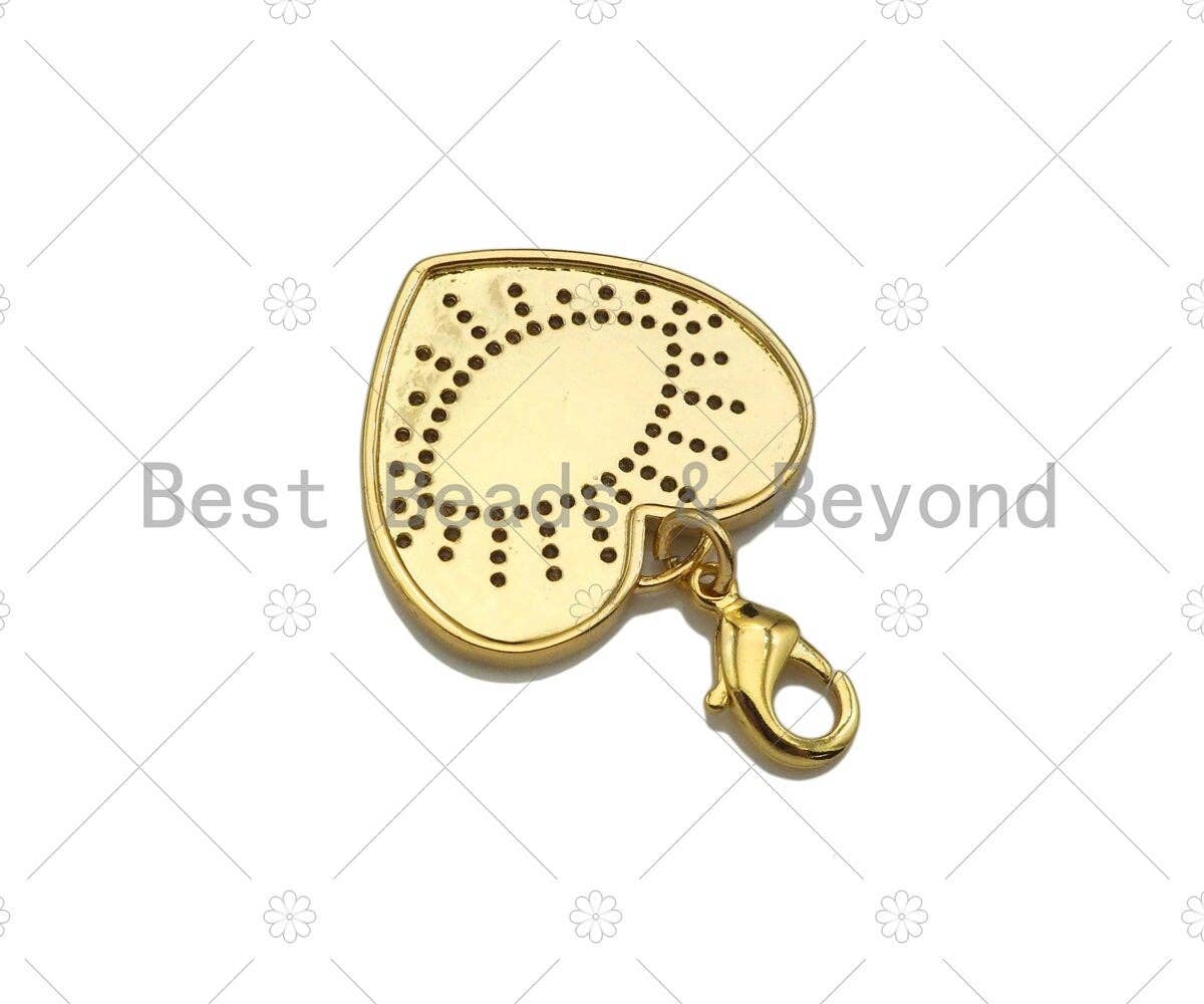 CZ Micro Pave 18k Gold Enamel Evil Eye On Heart Shape Pendan