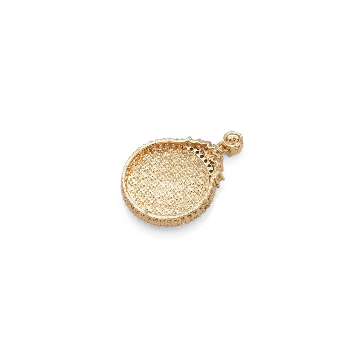 CZ Round Green Jade Pendant, Sku#LX346