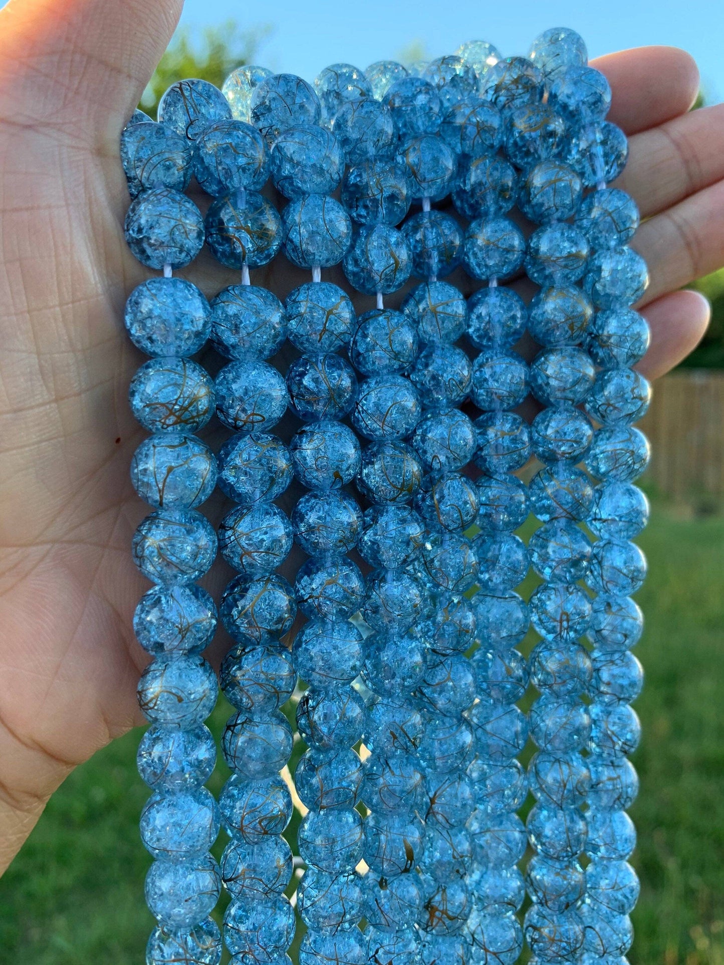 Colorful Crack Quartz, Yellow/ Red/Black/ Blue/Aqua Blue Cracked Quartz, 8mm/10mm/12mm Quartz, 15.5"Full Strand, sku#U55C