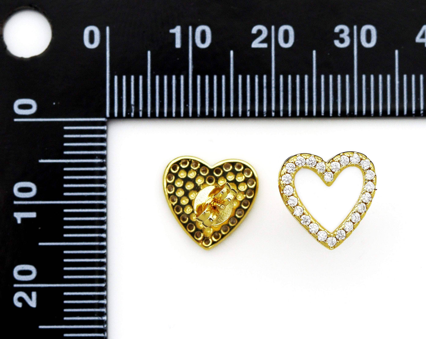 CZ Enamel Heart Stud Earrings, Sku#LK671