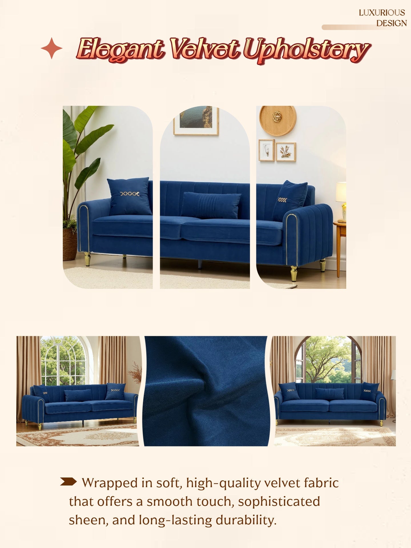 FX-P11-RB 87.4 Inches Upholstered Sofa Couch