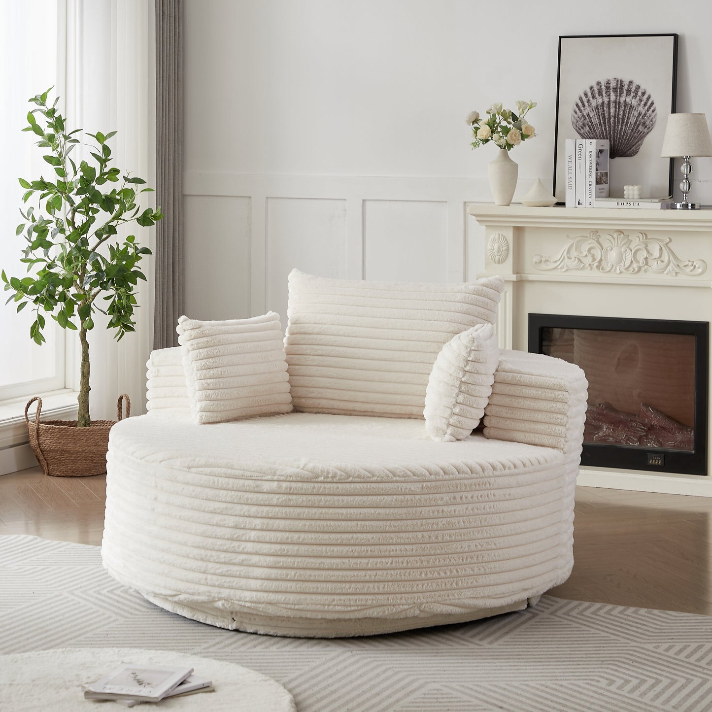 55'' Corduroy Foam Single Swivel Chair