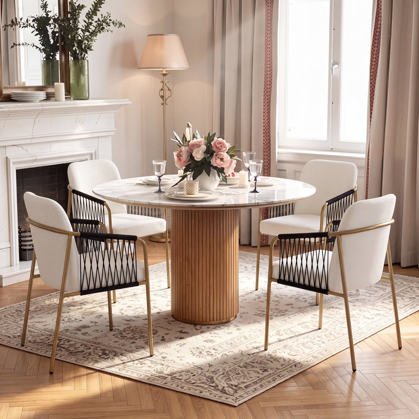 Modern Glam Upholstered Dining Chairs (Set of 2)
