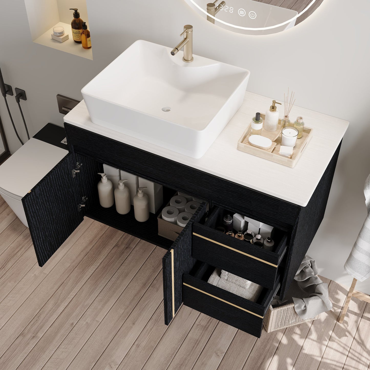 36" Wall-Mounted Bathroom Vanity with Vessel Sink