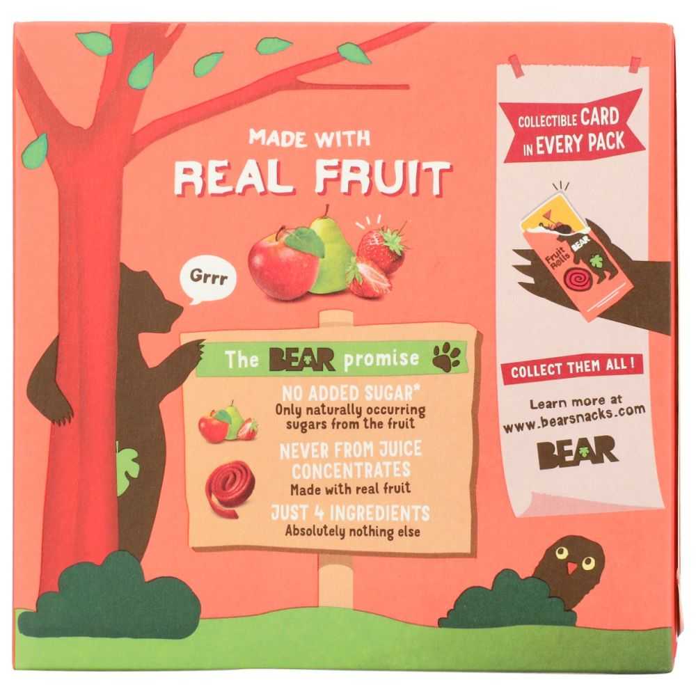BEAR YOYO:Delicious Strawberry Fruit Rolls,3.5oz-Sweet & Natural Snack