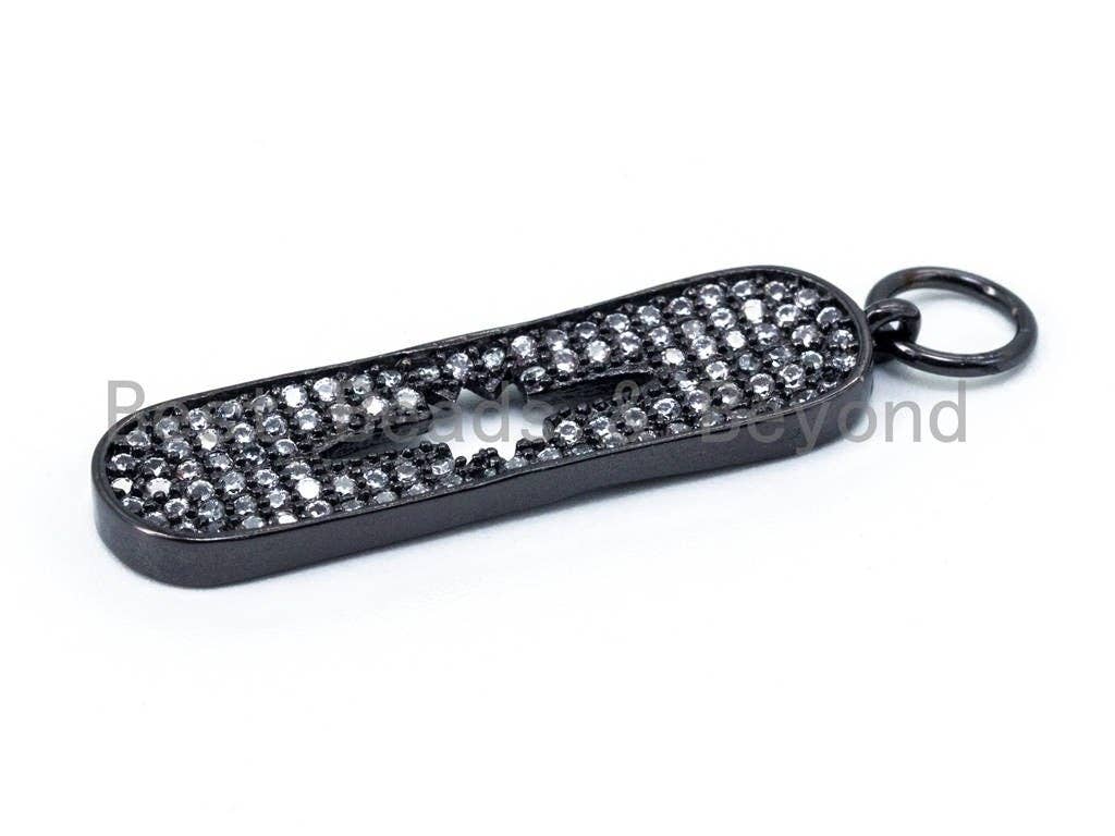 White CZ Micro Pave Oval with Hollow Star charm , sku#L34