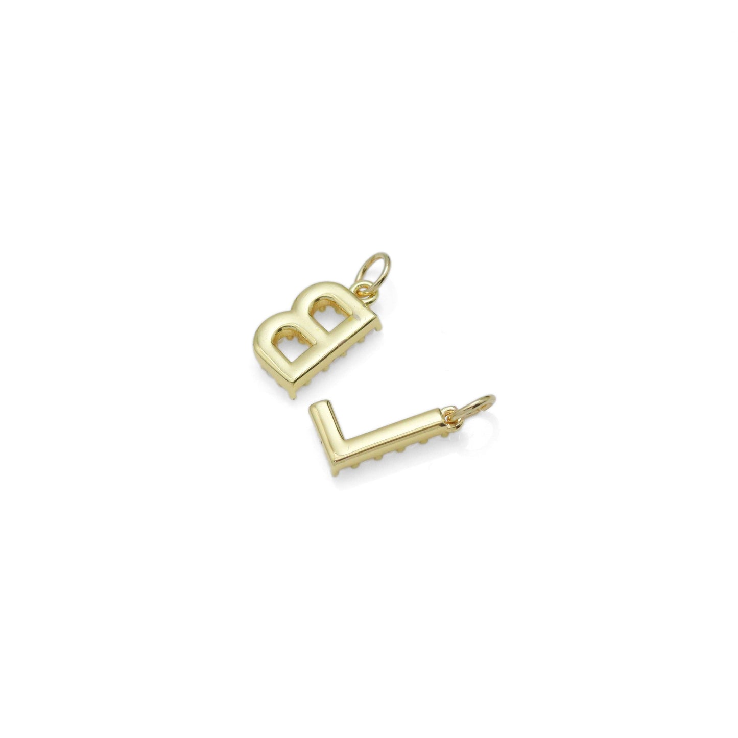 Gold Silver Pearl Initial Letter Charm, Personalized Charm, Sku#A262