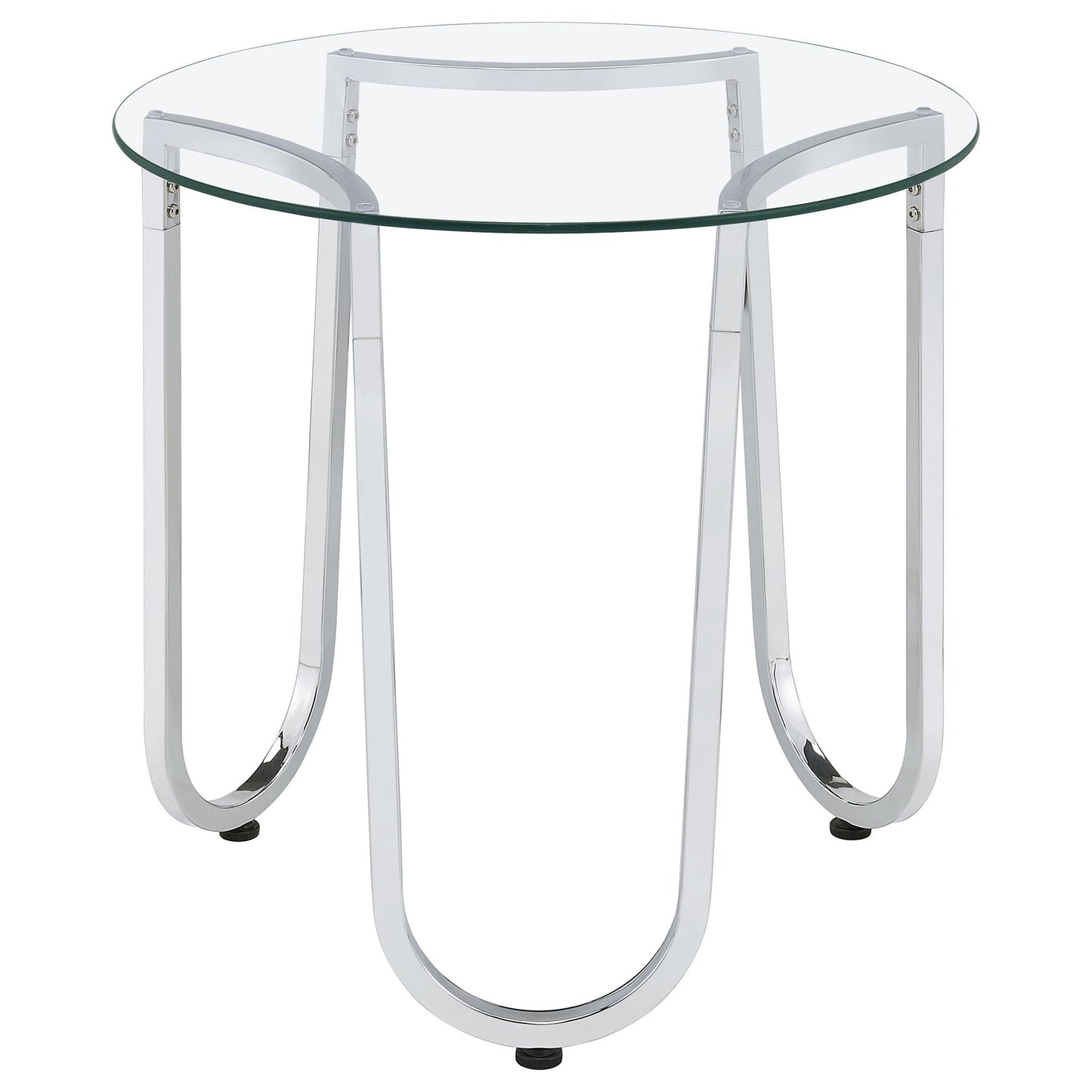 Beller 2-piece Round Tempered Glass Top Coffee Table Set Chrome