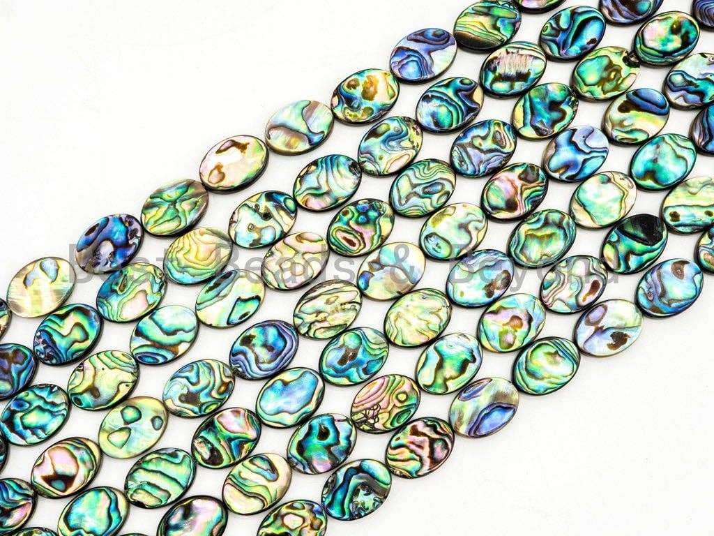 Natural Abalone Shell Oval beads,8x10mm/8x12mm/10x14mm/12x16mm/13x18mm/15x20mm,Flat Oval Abalone Shell Loose Beads, 16inch strand,SKU#R1