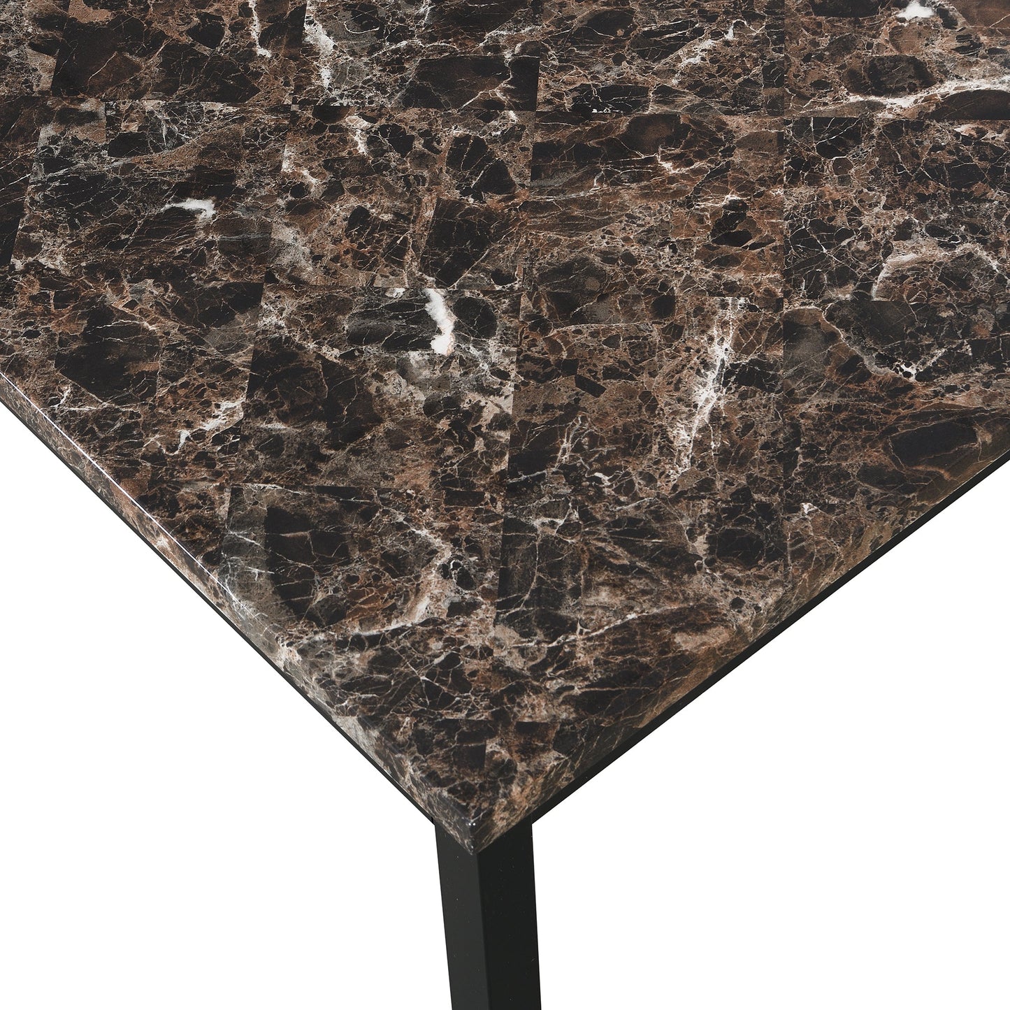 Furniture 5 Piece Metal Dinette Set with Faux Marble Top