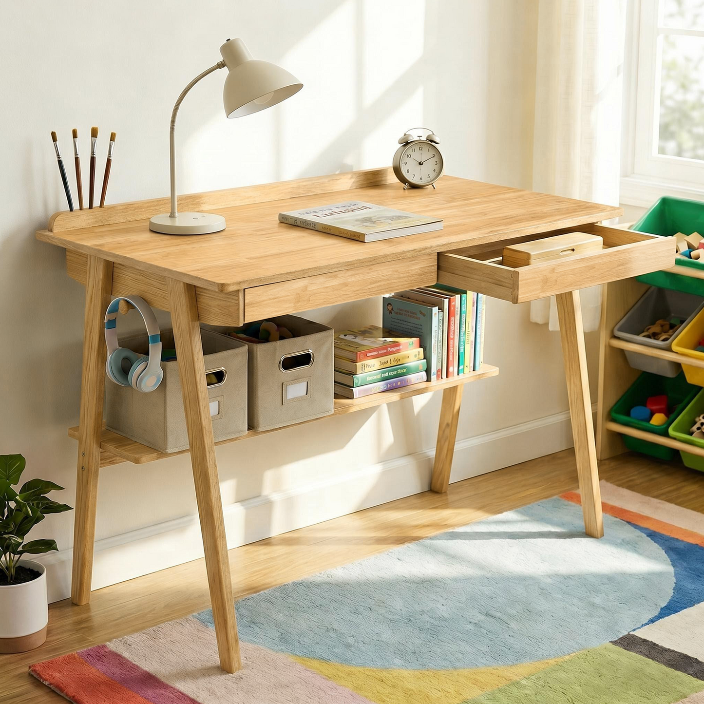 Solid Wood Writing Desk for Home Office
