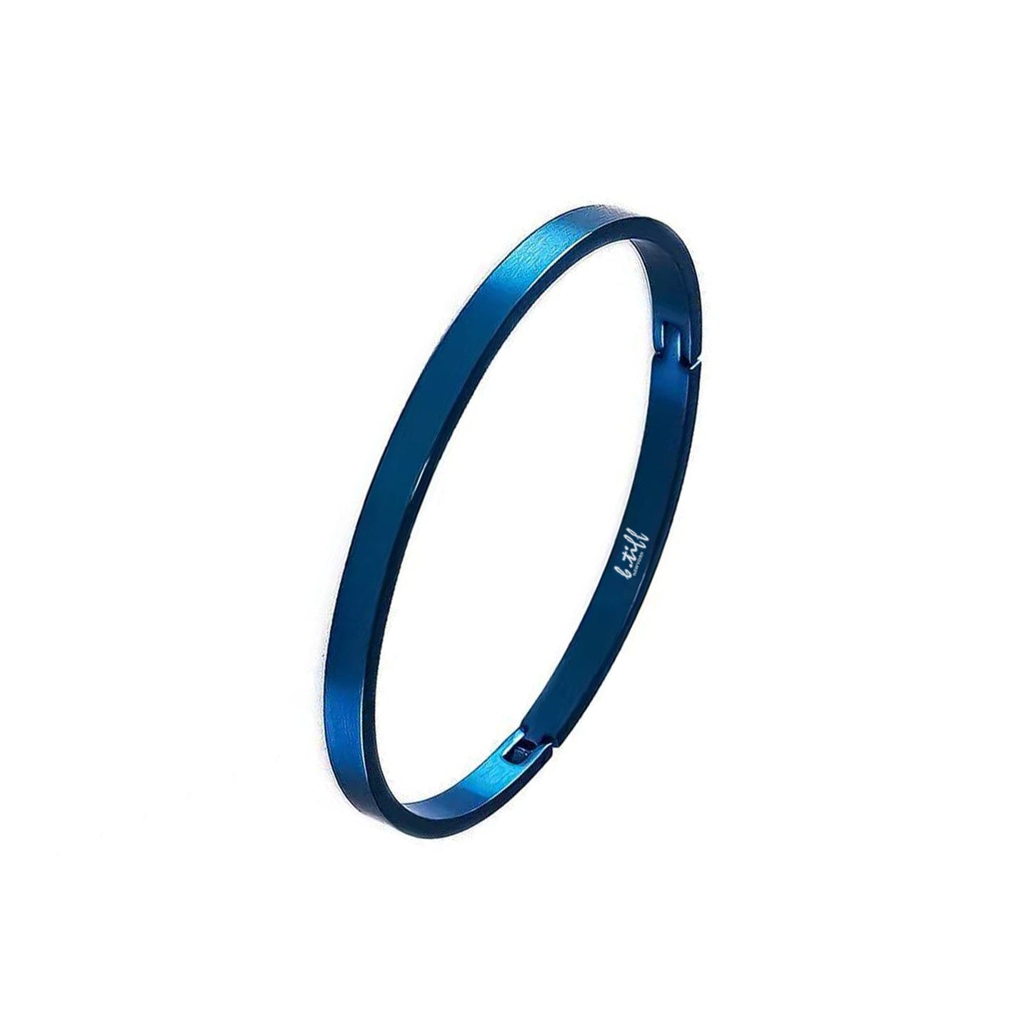 BG300BL B.Tiff Simplicity Narrow Matte Blue Bangle Bracelet