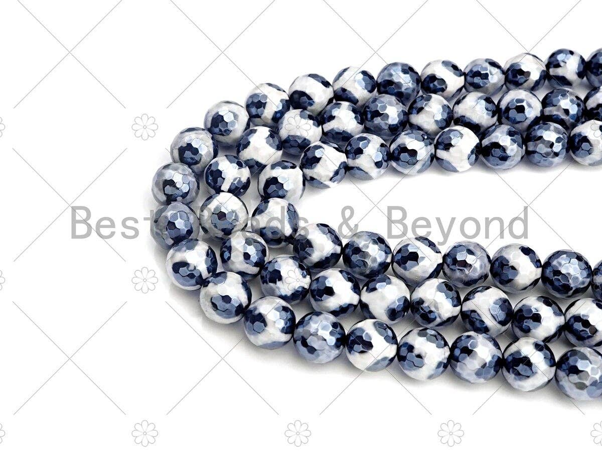 Esty Exclusive Mystic Black and White Tibetan Agate Beads, 8mm/10mm/12mm, Black White DZI Agate, 15.5 Full Strand, sku# UA95