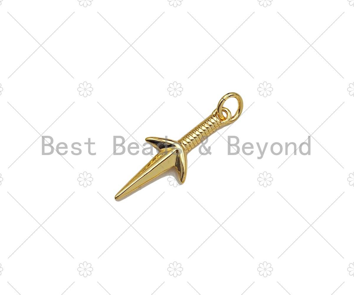 Gold Filled Sword Shape Pendant, 18K Gold Filled Sword Charm, Necklace Bracelet Charm Pendant, 9x23mm, Sku#Y444
