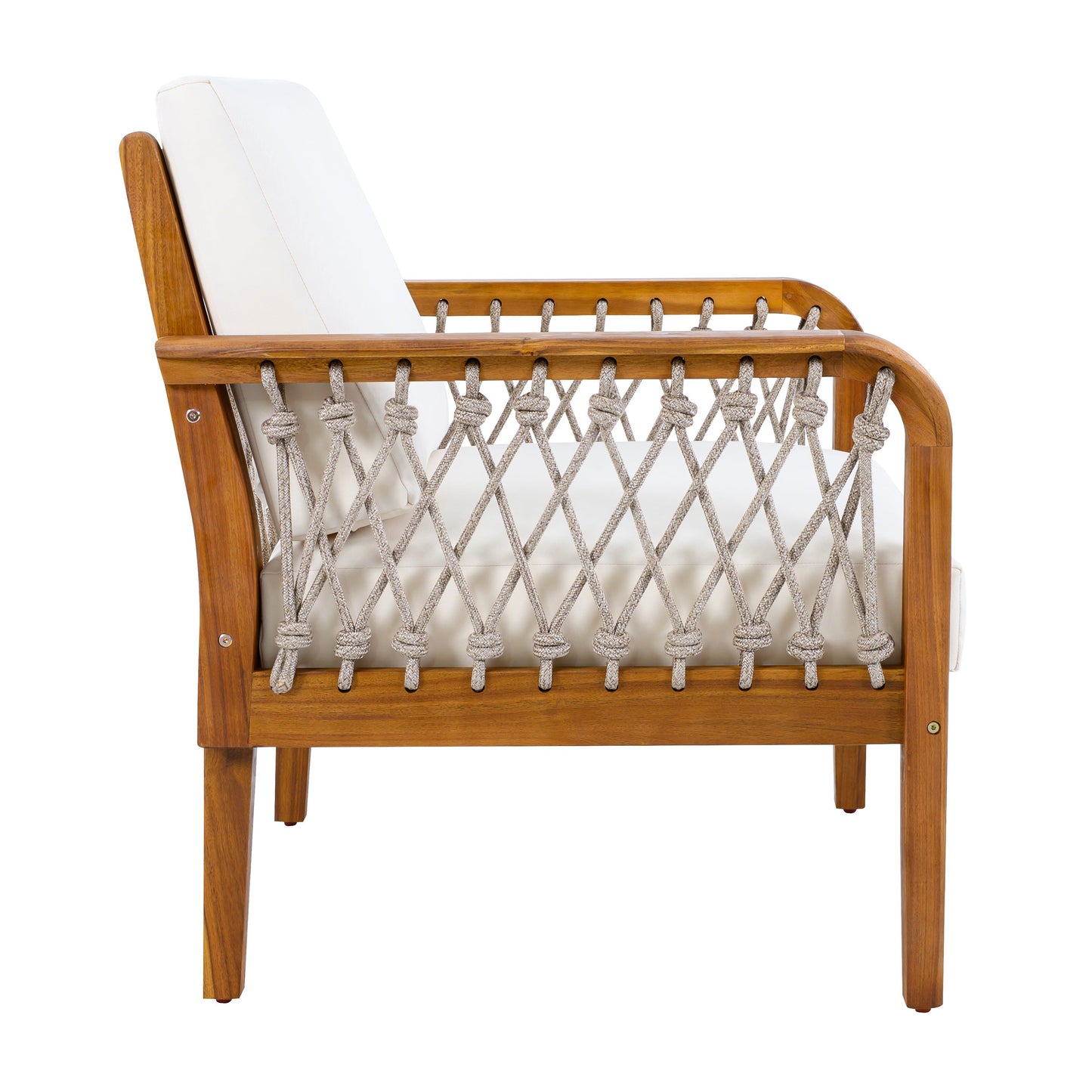 Outdoor Acacia Wood Club Chair with Handwoven Rope (Set of 2)