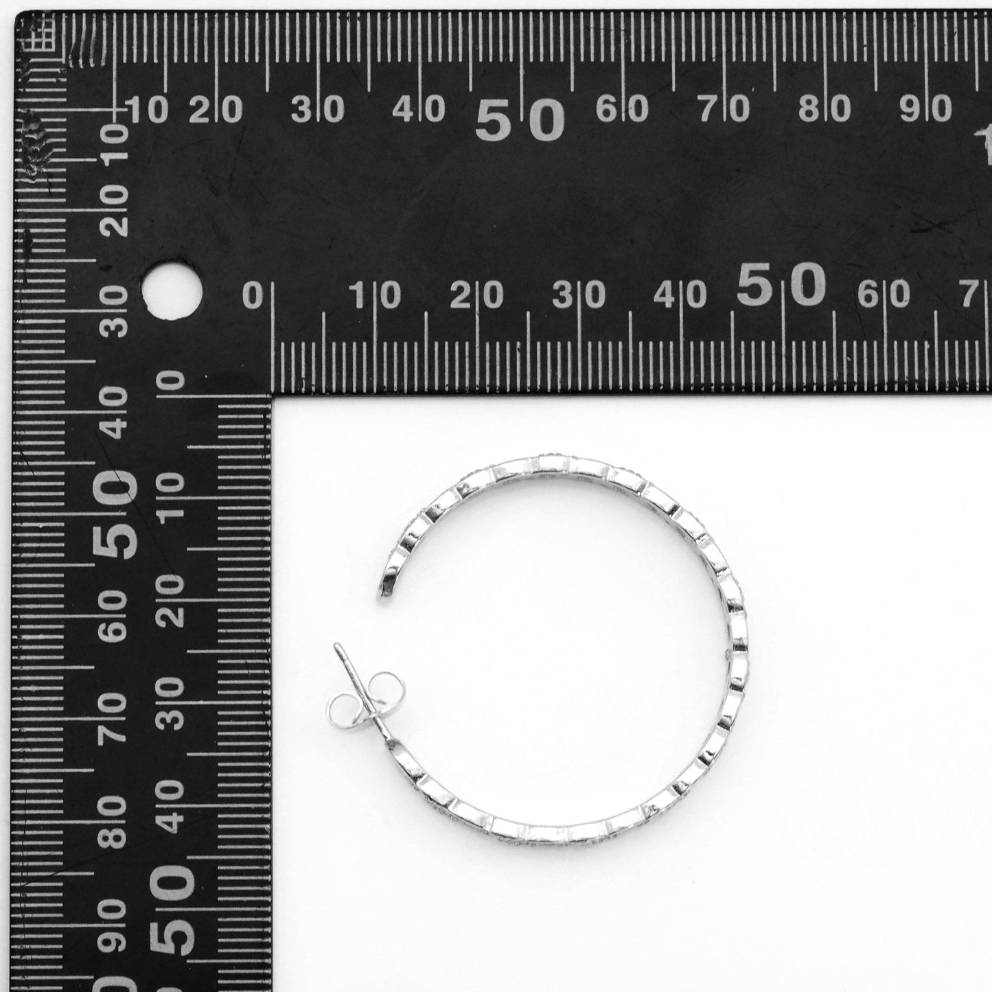 CZ Gold Silver flat cuban Link Hoop Earrings, Sku#LX220