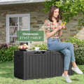Boîte de rangement extérieure en résine de 35 gallons – Noir/Grain de bois