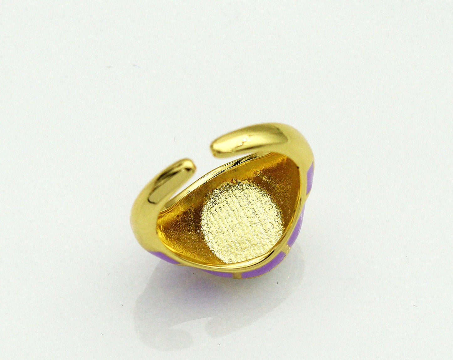 Gold Enamel Round Adjustable Ring, Sku#X327