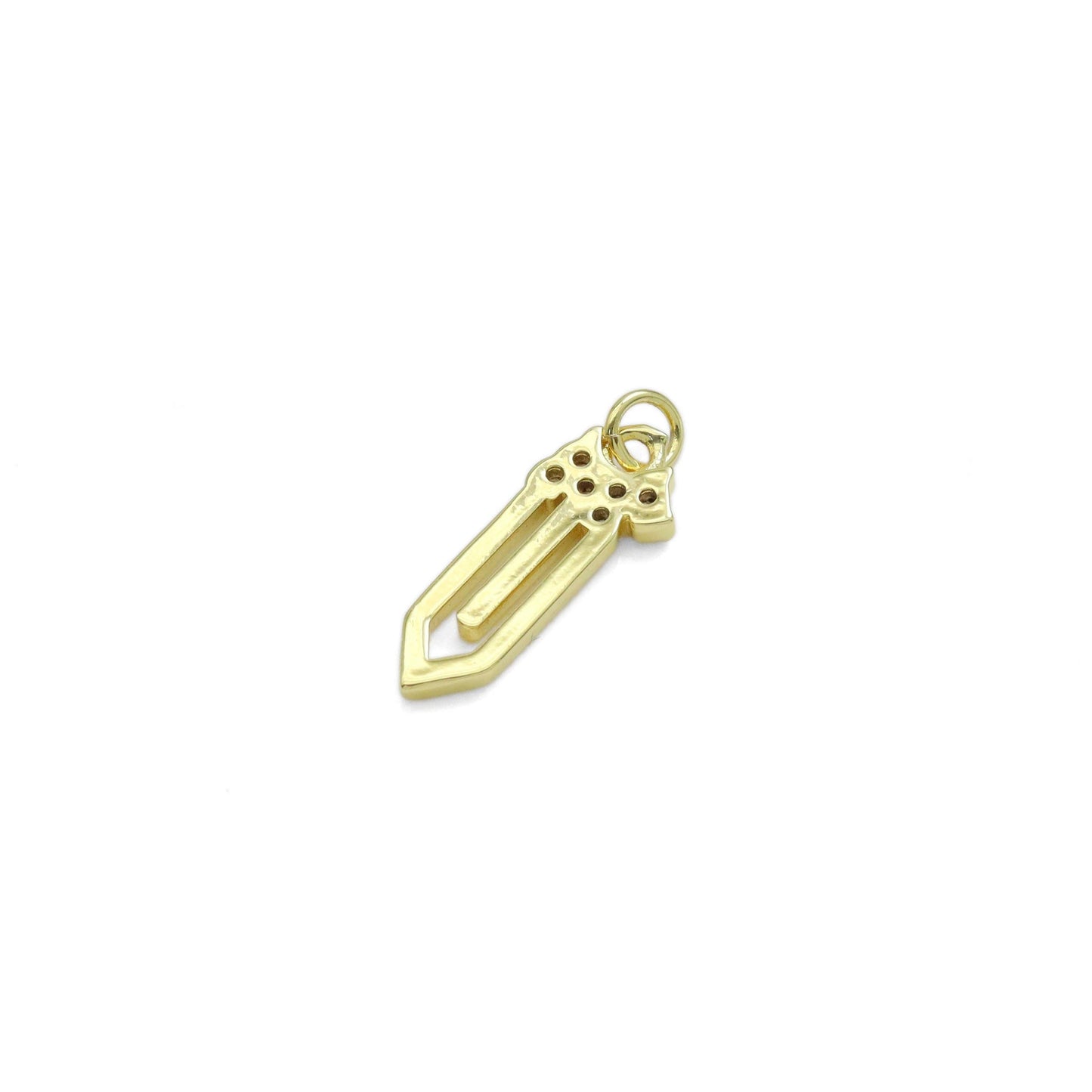 CZ Sword Shape Arrow Gold Charm, Sku#LK936