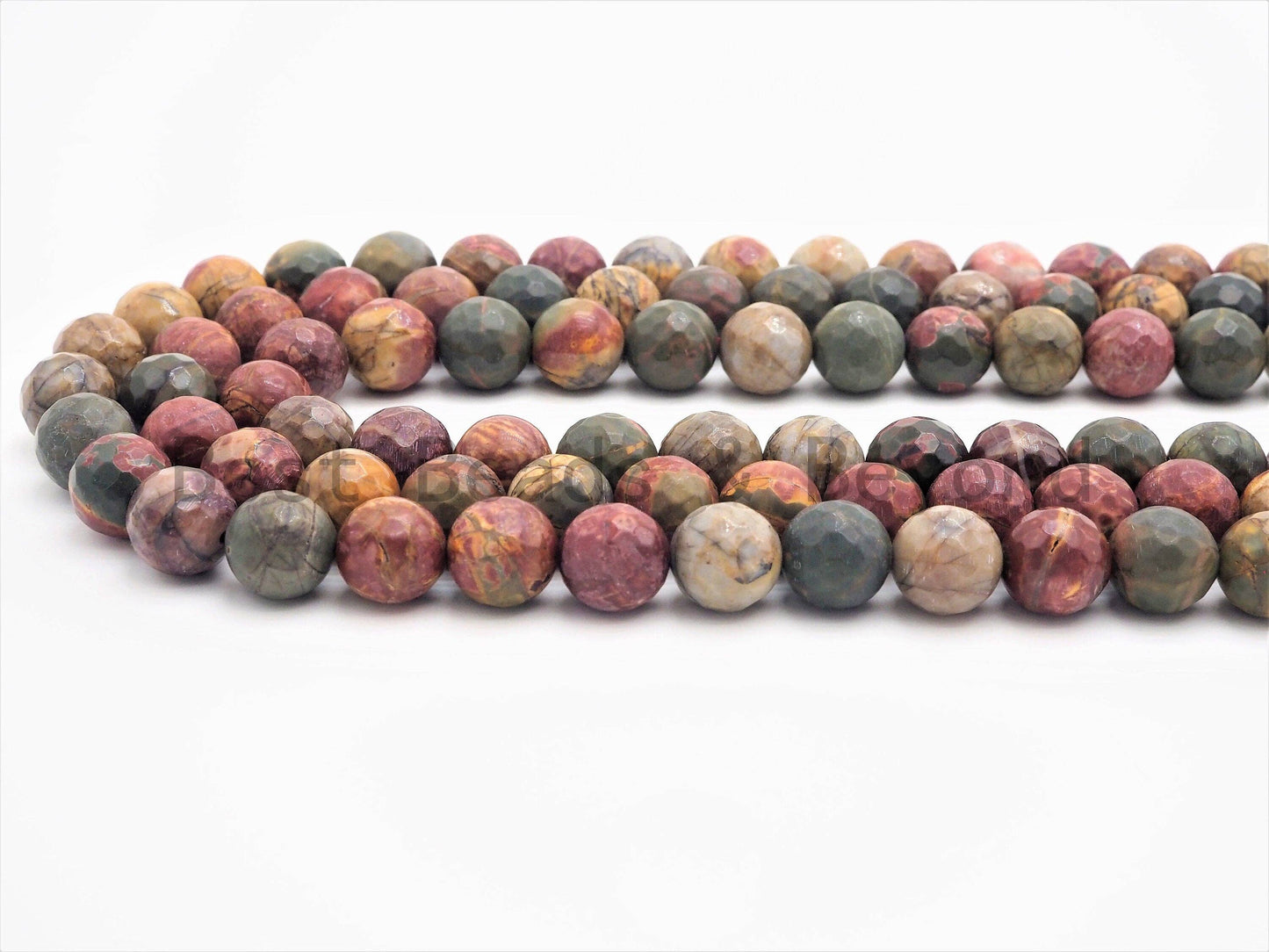 Natural Faceted Round Red Picasso Jasper beads, SKU#U387