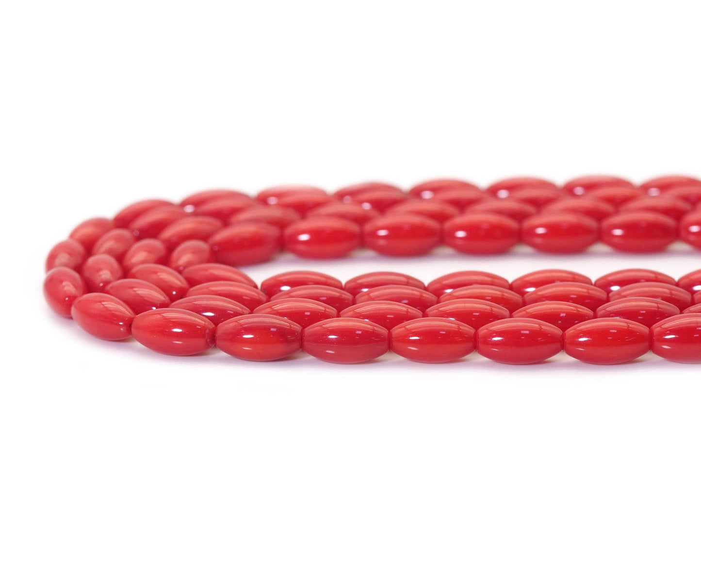 5x9mm Red Coral in Rice Shape Smooth Beads, Sku#U1453