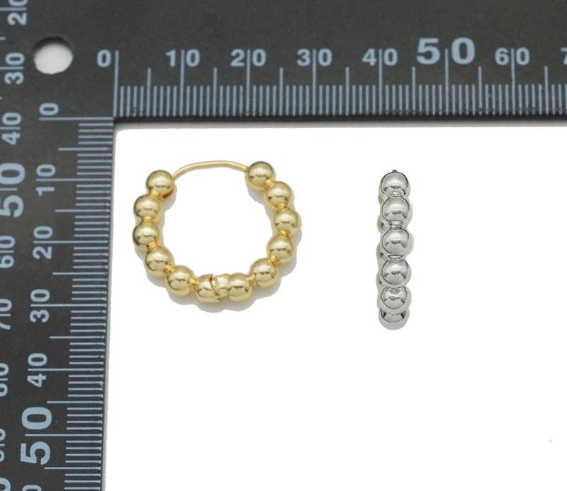 Ball Hoop Earrings, Sku#J369C