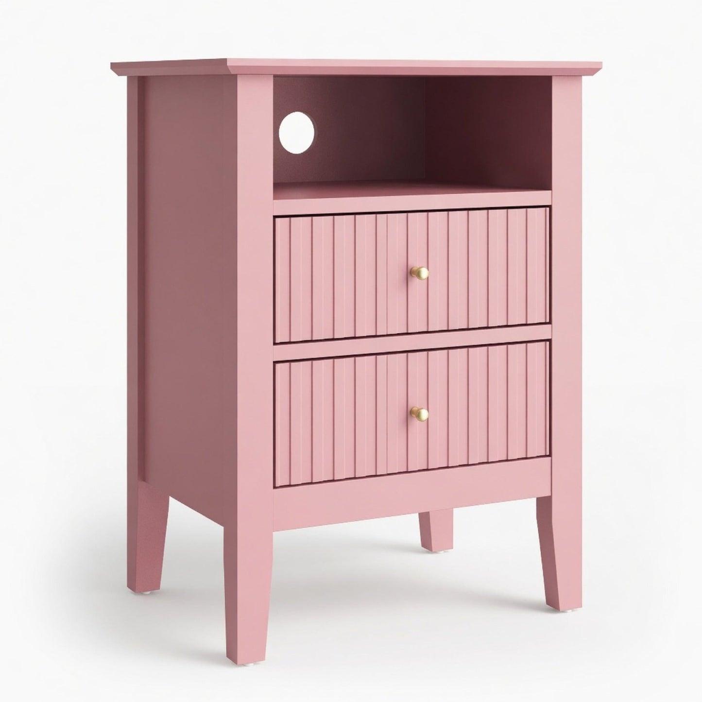 18" Fluted 2-Drawer Nightstand Set of 2, Modern