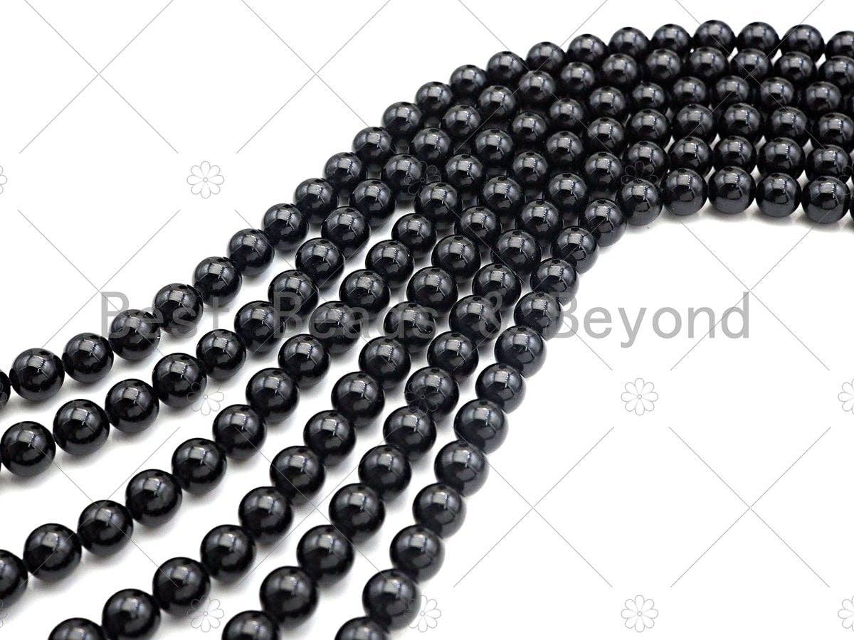 High Quality Natural Black Spinel Round Smooth Beads, 3mm/6mm/8mm Genuine Spinel Beads, 15.5'' Full Strand, Sku#U1156