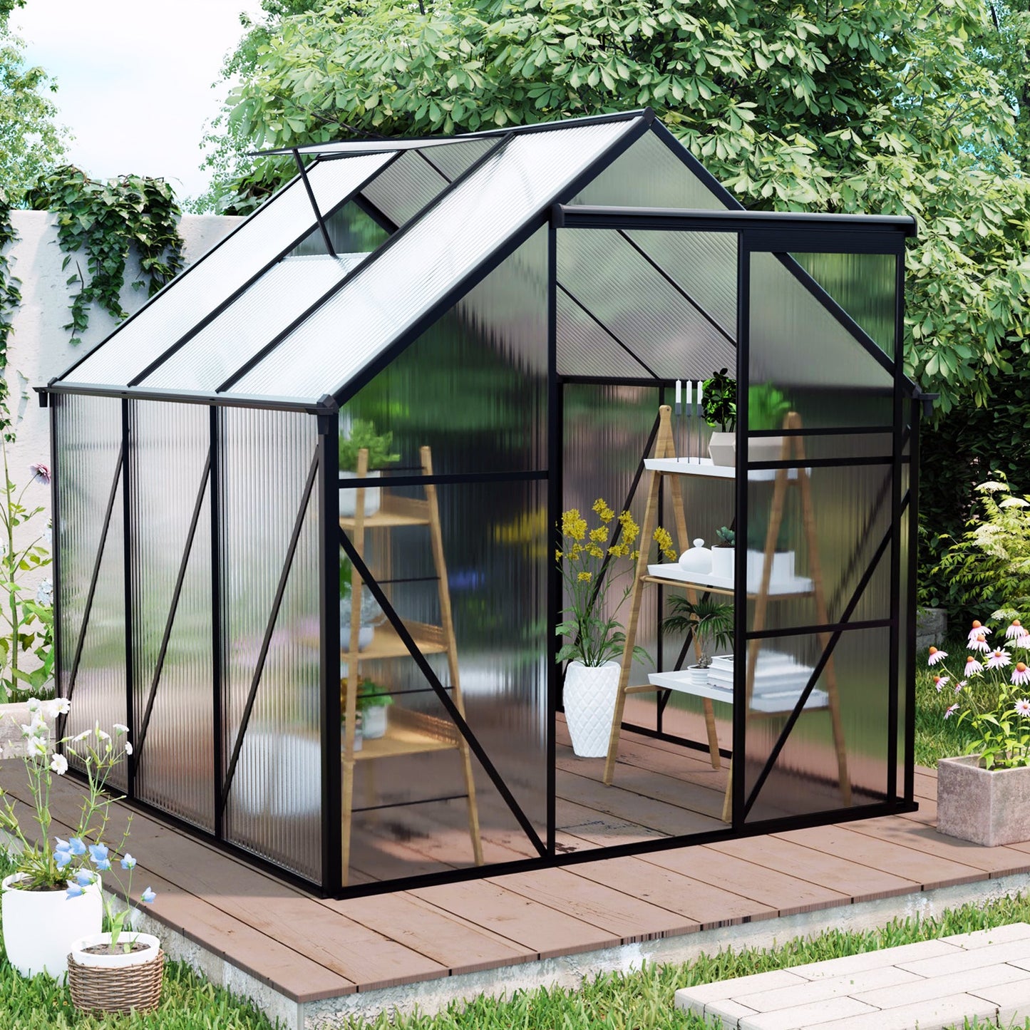 6X6FT Black Polycarbonate Greenhouse