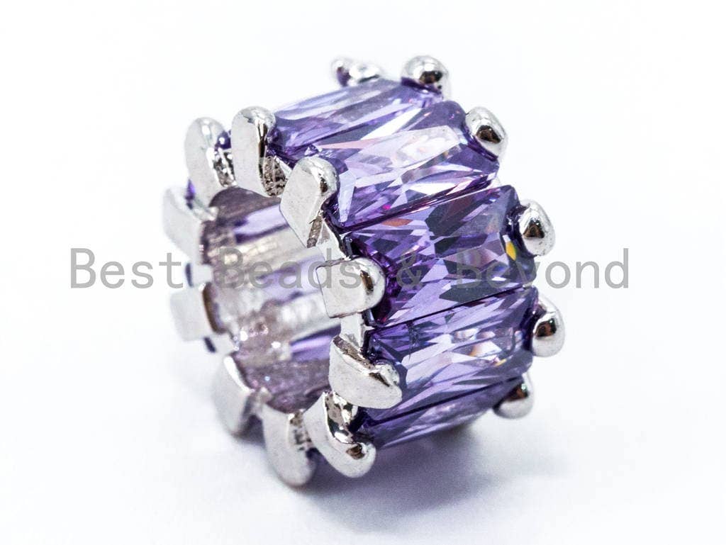 6x10mm CZ Micro Pave Big Hole Tube Beads, European Large Hole Beads, sku#G271
