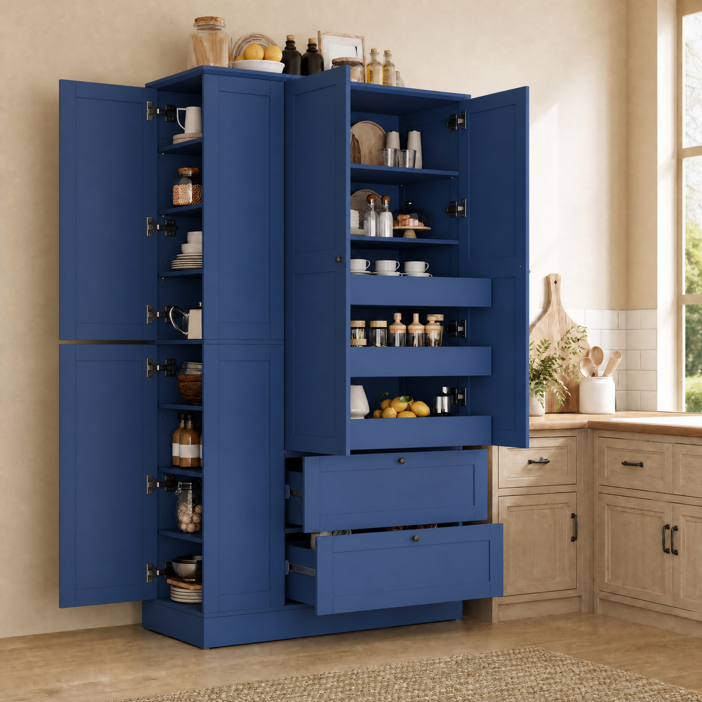 TOPMAX 73.6" Tall Farmhouse Kitchen Pantry Cabinet