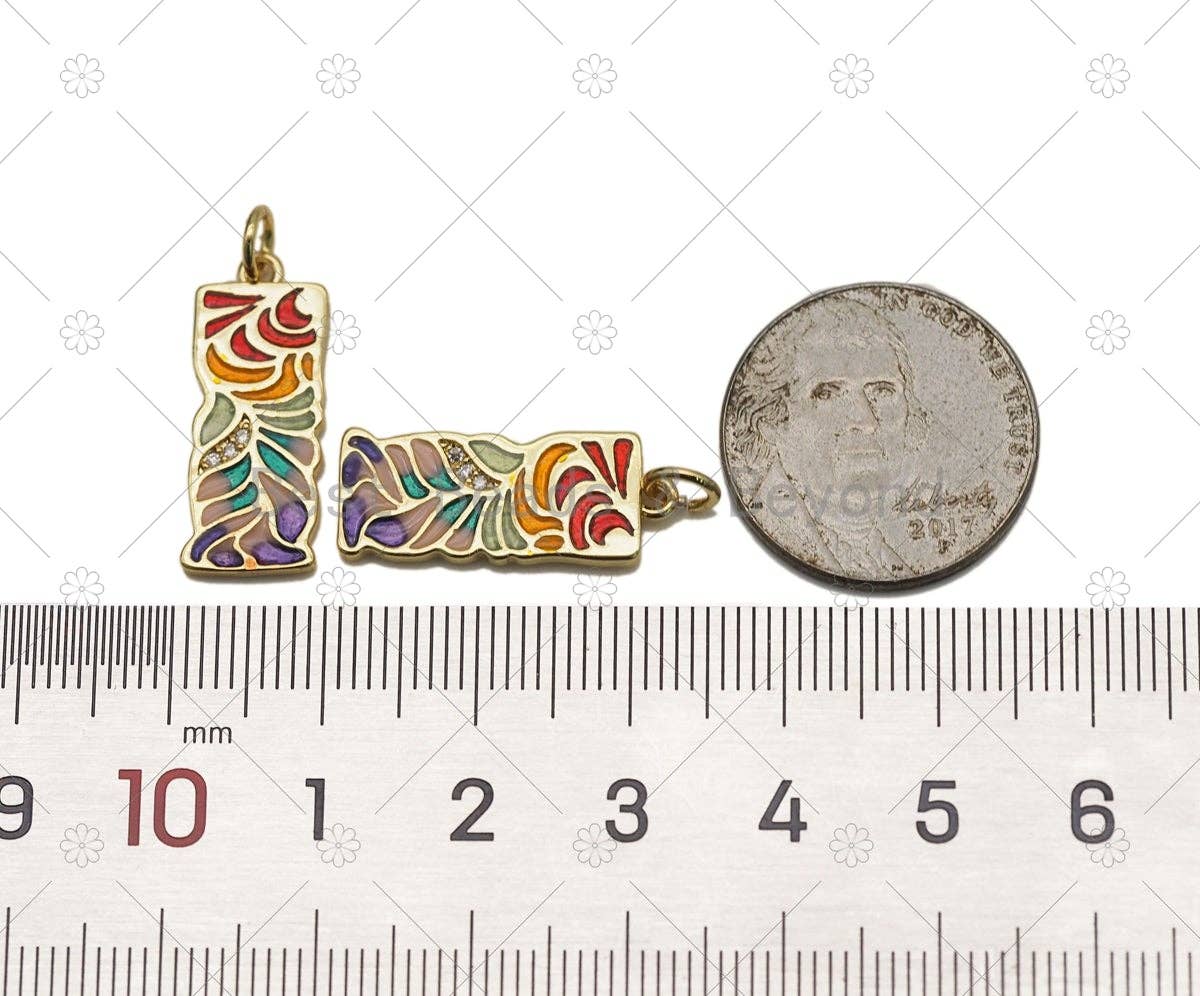 CZ Enamel Leaf Charm, Sku#Y560