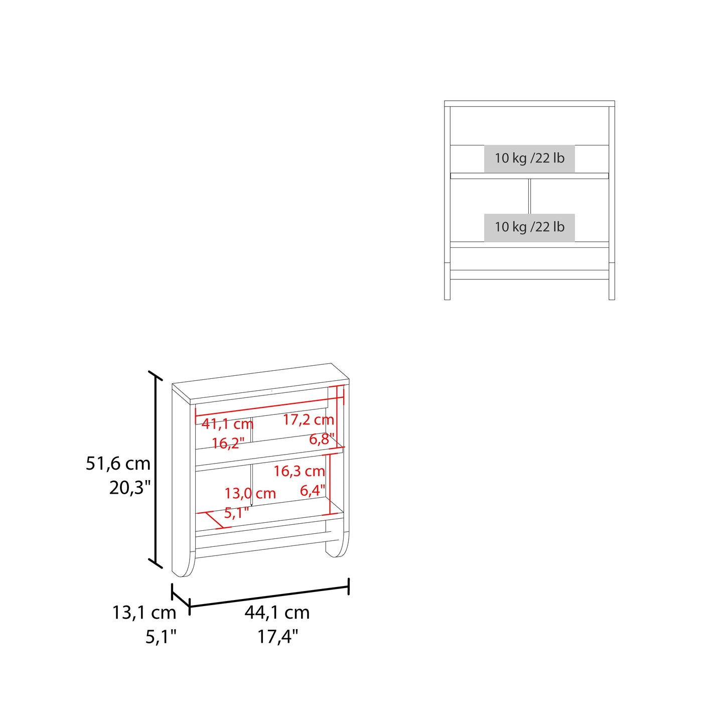 Medicine Cabinet 20.30" H, with 2 Shelves and 2 Doors