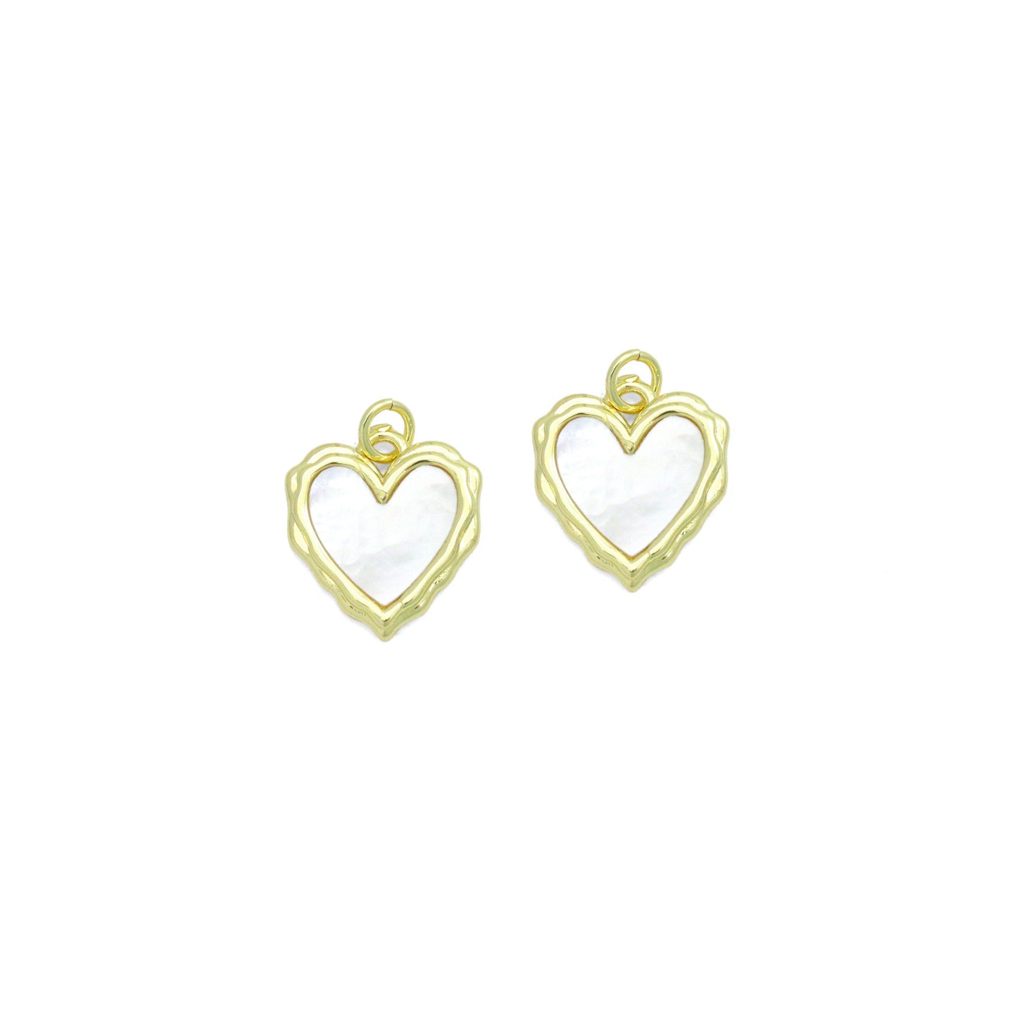 White Pearl Textured edge Heart Frame Charm Pendant,Sku#LK1217