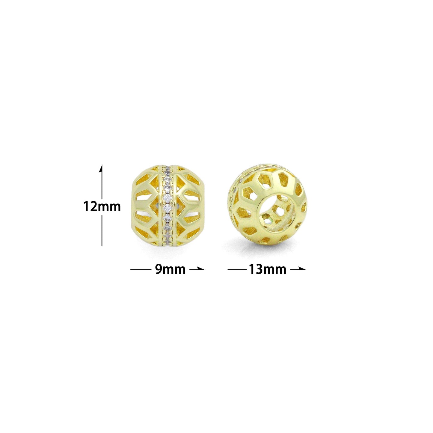 CZ Gold Filigree Large Hole Spacer beads, Sku#LK1156
