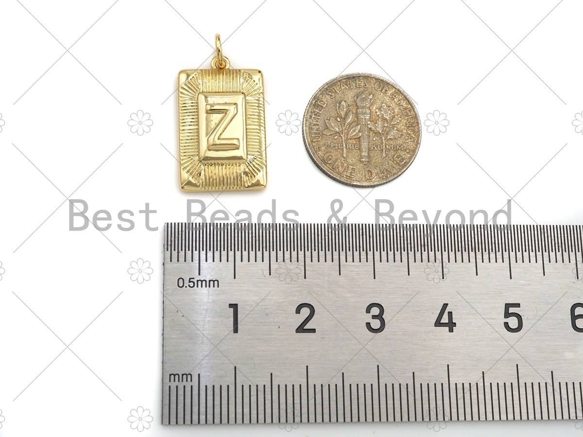 Gold Initial Letter Charm, 18k Real Gold Plated Alphabet Pendant Charm,  Alphabet Letter Rectangle Charm, Initial Charm,13x18mm,sku#F1331