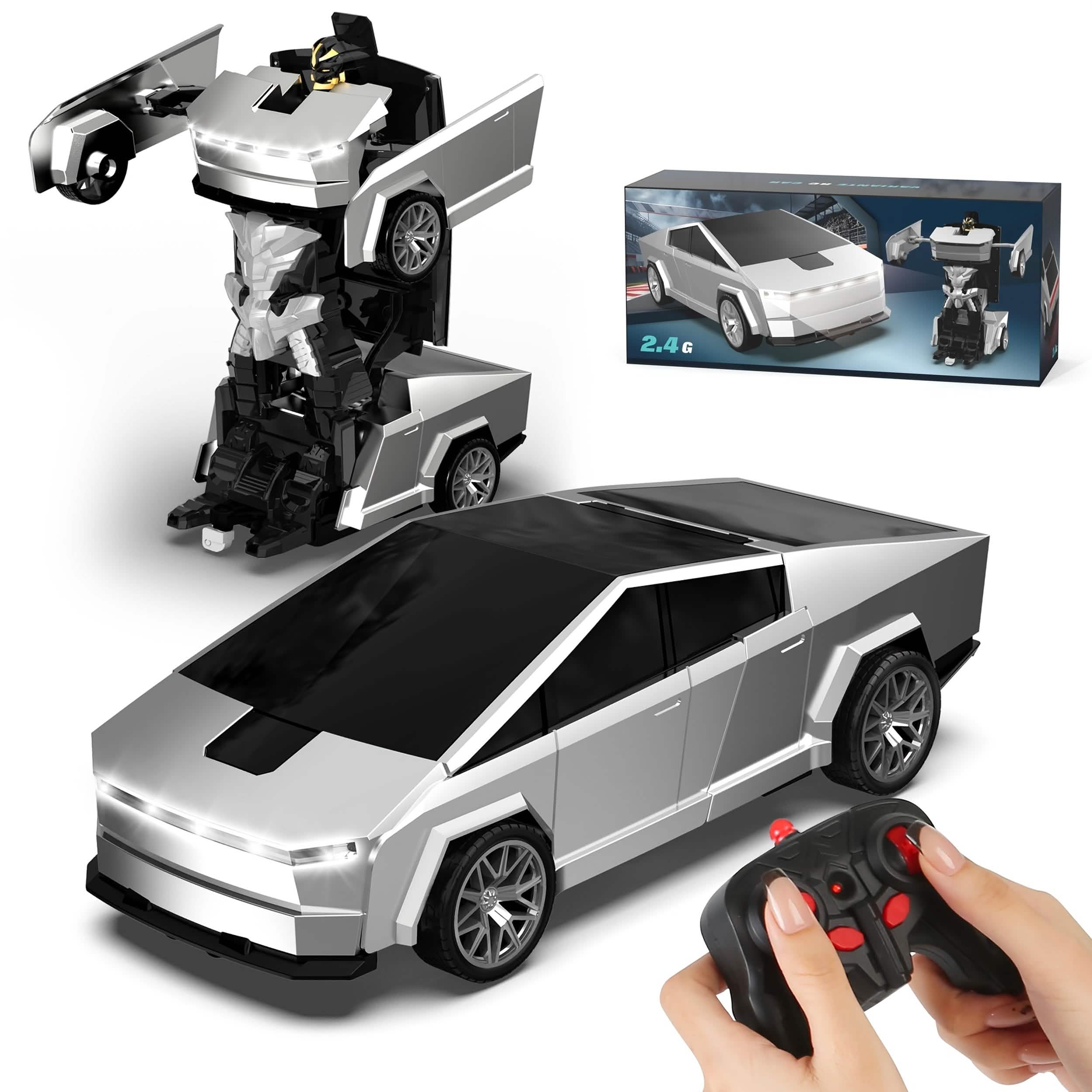 Voiture télécommandée tout-terrain 2,4 GHz – Robot transformable, lumières LED