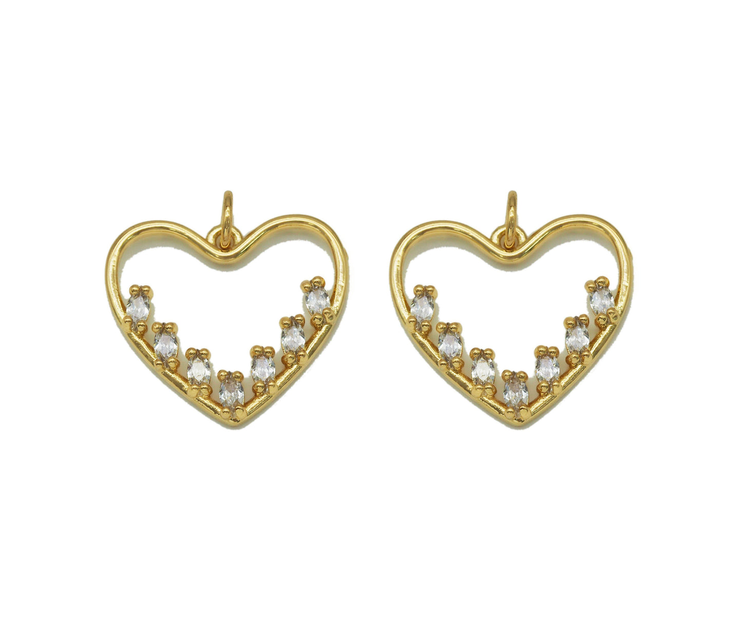 CZ Heart Frame Charm, Sku#LK641