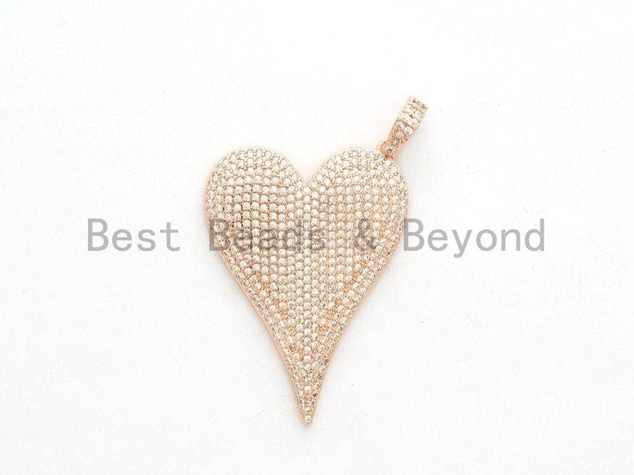 CZ Large Heart Pendant, Sku#F559