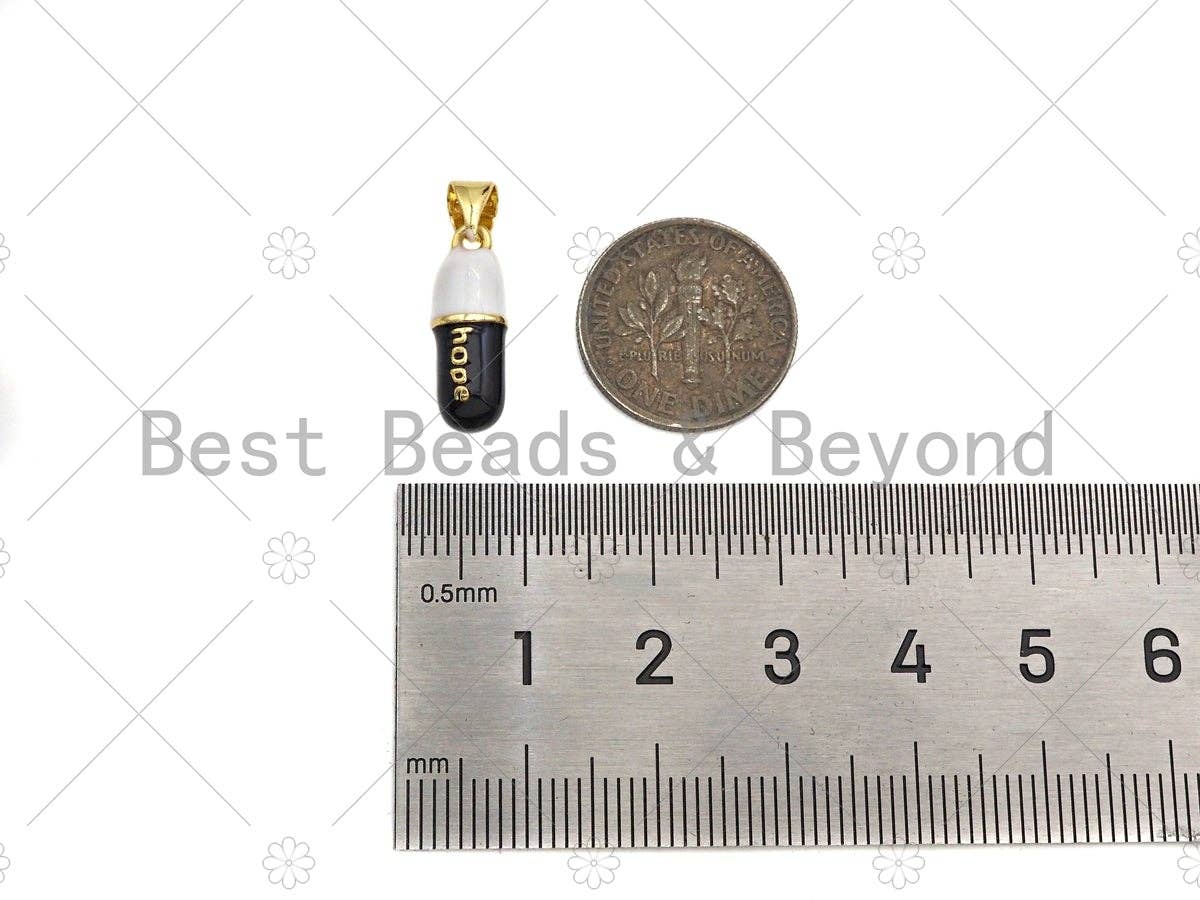 Enamel Colorful Pill Shape Pendant Charm,Hope Word Pink Turquoise Black Cobalt RedEnamel Jewelry,6x17mm,Sku#LK284