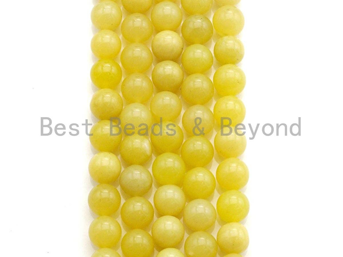 Natural Lemon Jade Round Smooth Beads, Sku#U642