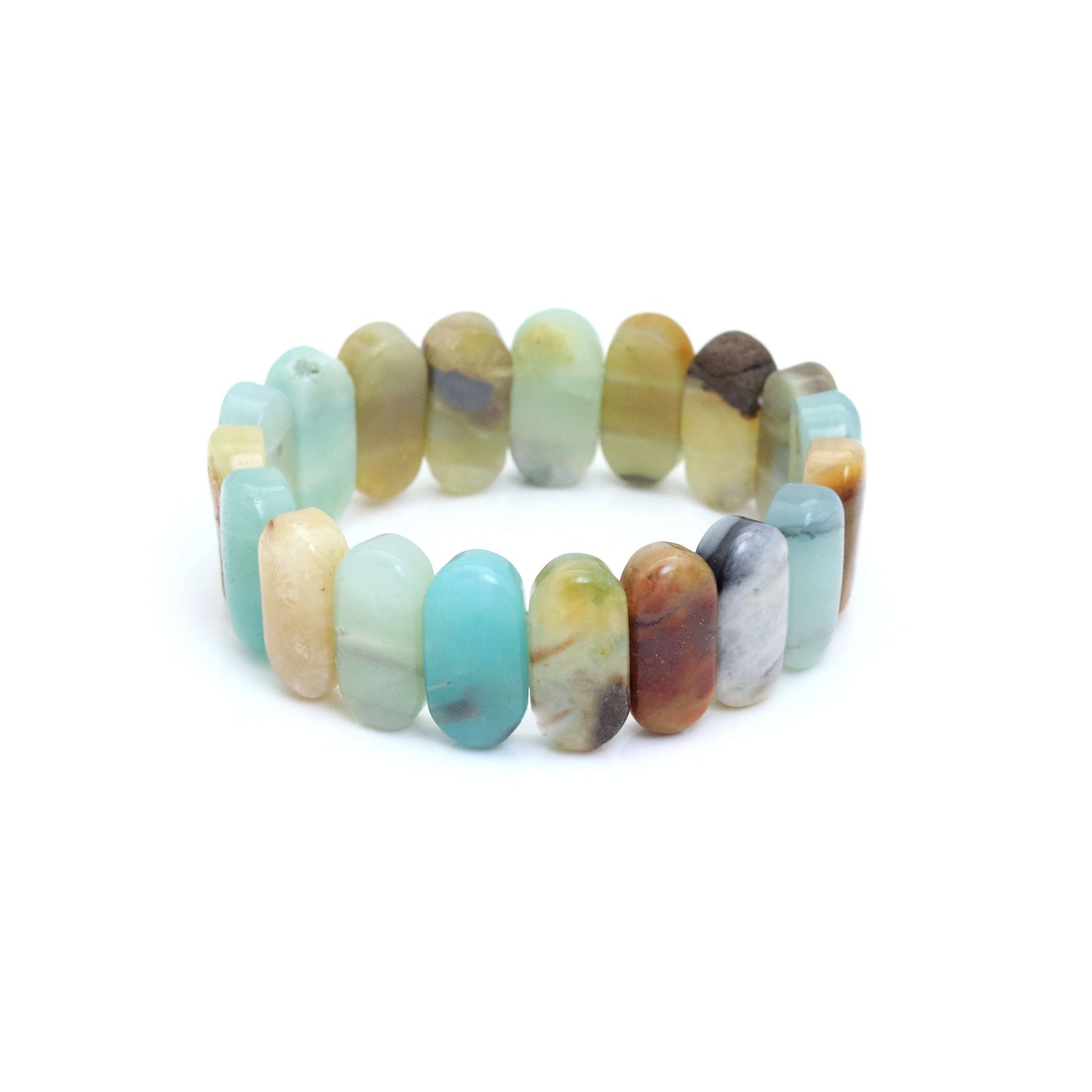 10x20mm Amazonite Rectangle Stretchy Bracelet, Sku#U1997