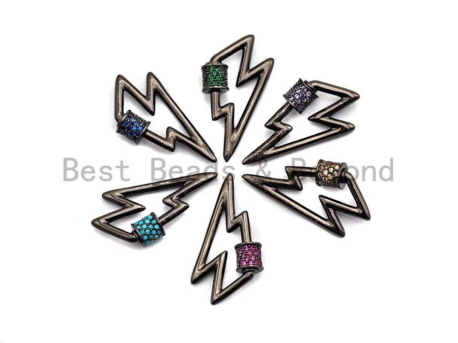 Colored Connector CZ Micro pave Lightning Bolt Clasp, Green/Fuchsia/Cobalt/Purple/Turquoise CZ Pave Clasp,15x28mm, sku#H153