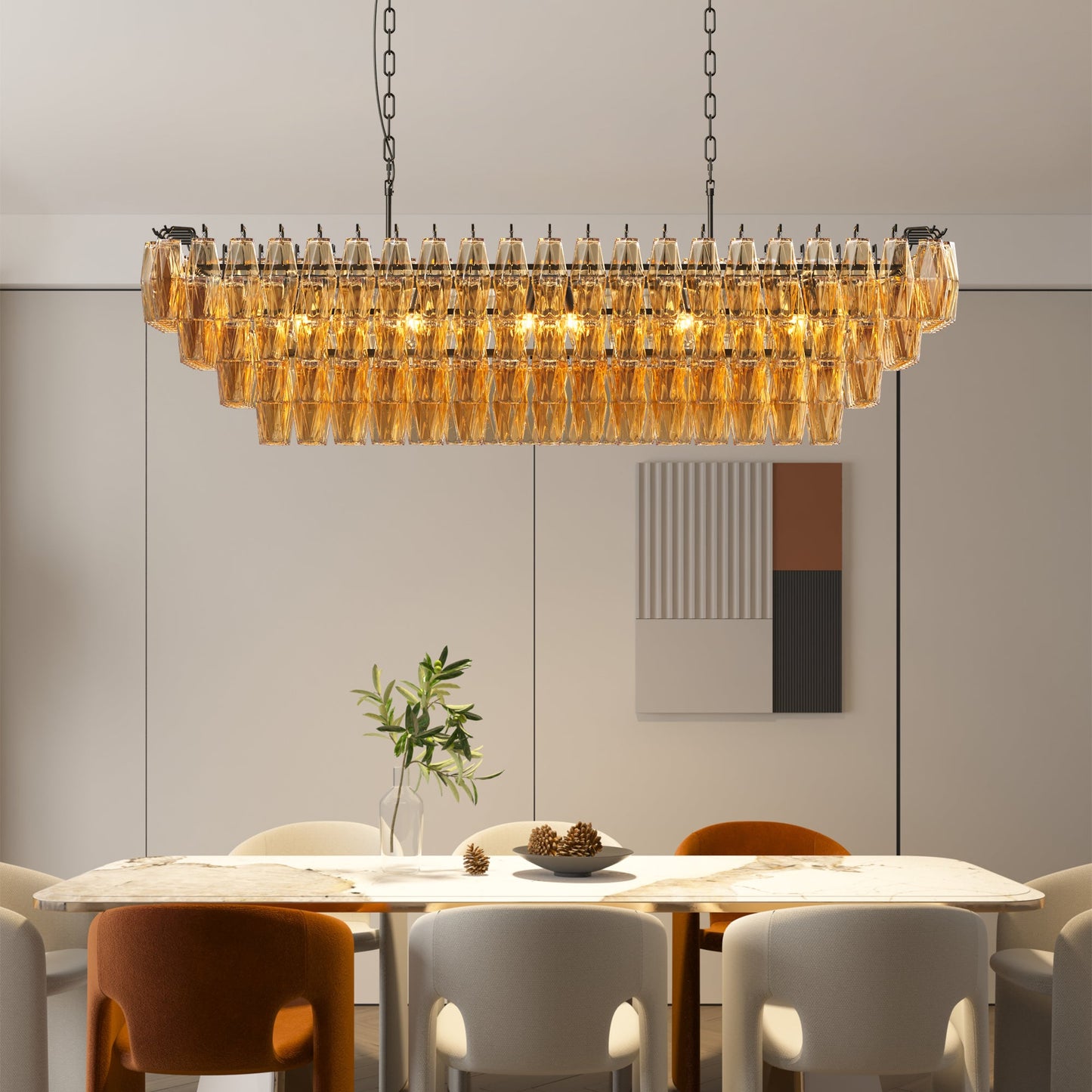 54" Black Rectangular Chandelier