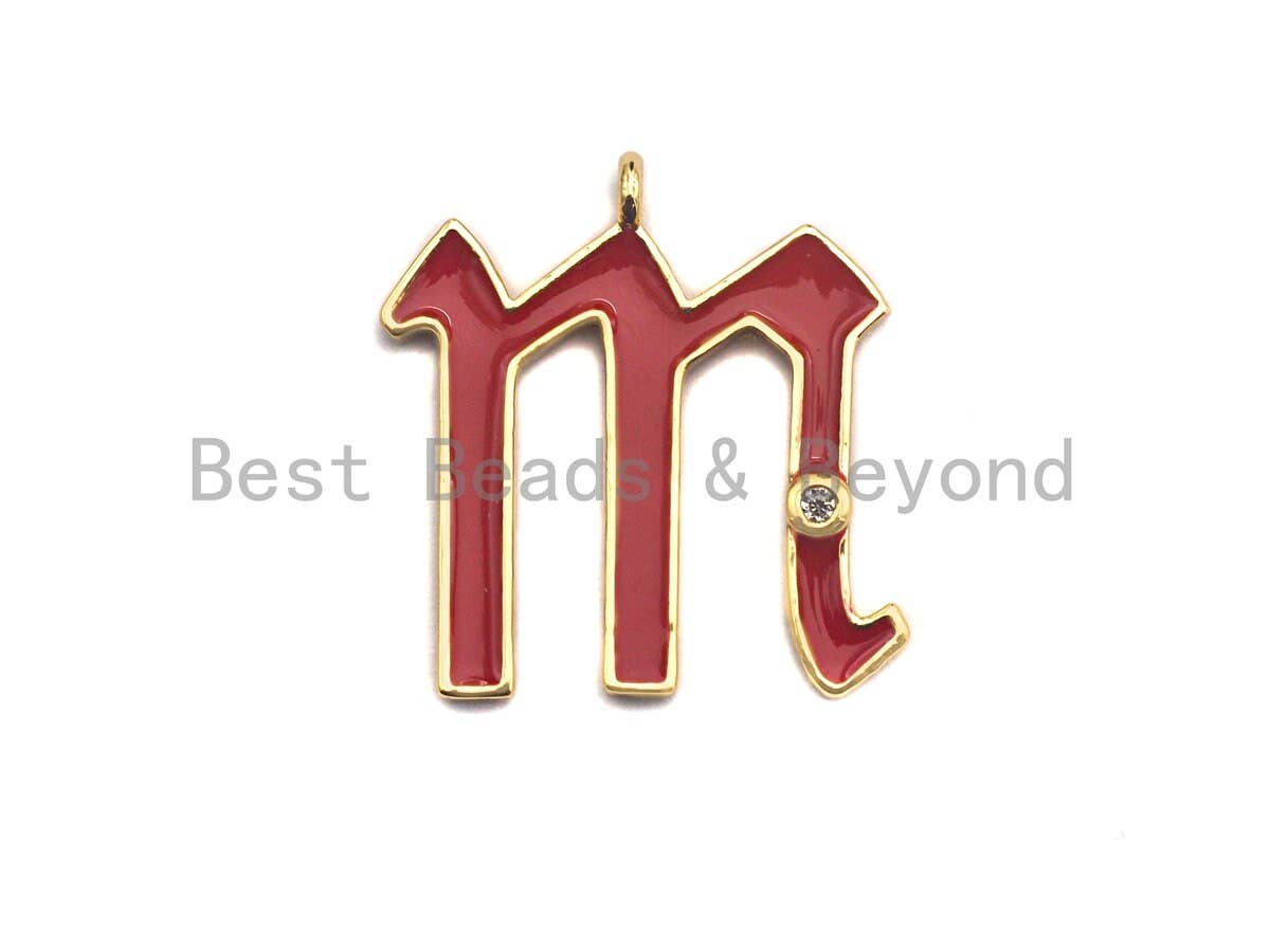 Enamel pave alphabet letter, Alphabet Charms, Initial Alphabet Letters, Custom Naming Pendants, Initial Letter m Pendant, 21x23mm,sku#B122