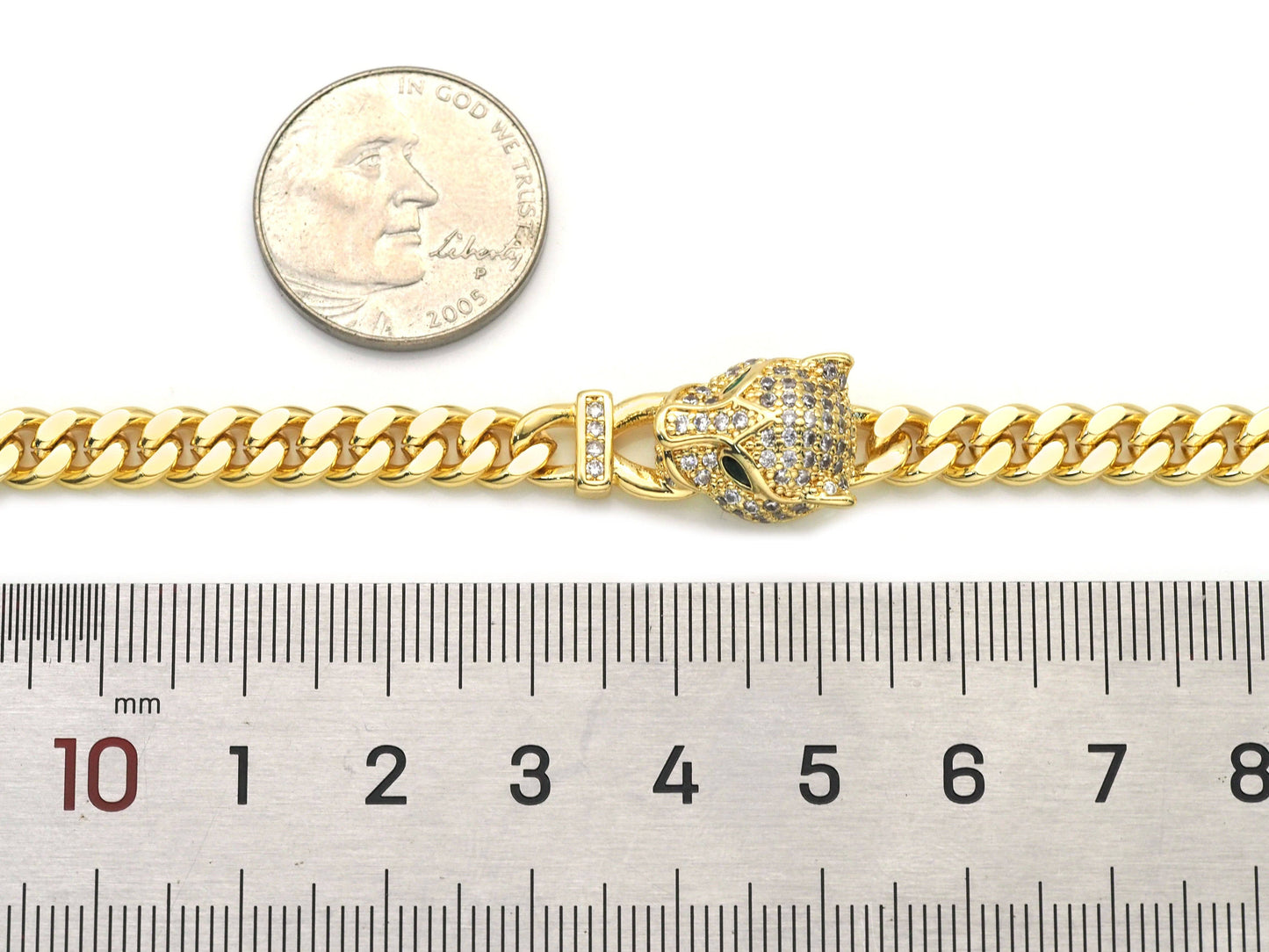 CZ Leopard Pather Head Chain Bracelet, Sku#JL167