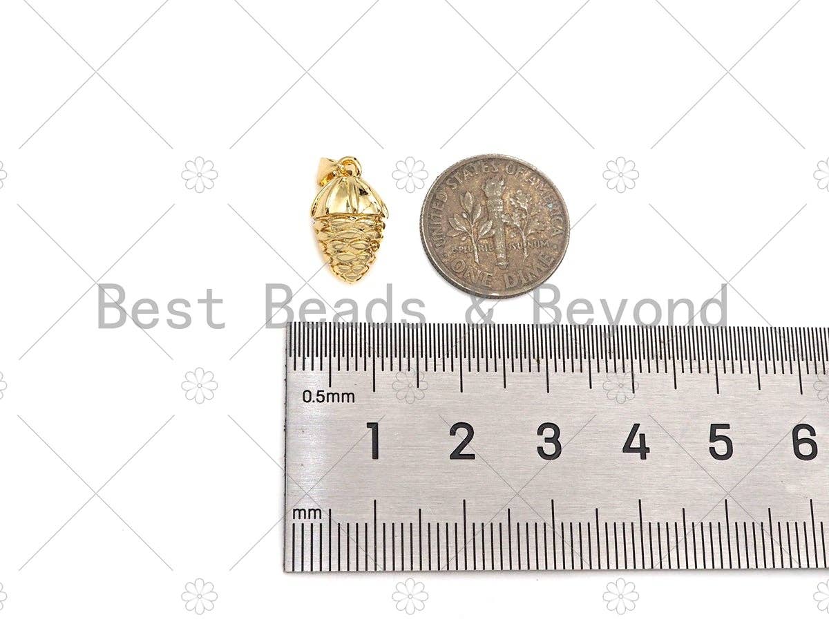 18k Gold Color Pinecone Shape Pendant, Dainty Gold Acorn Pendant, Christmas Charm Pendant,14x8mm, Sku#LK207