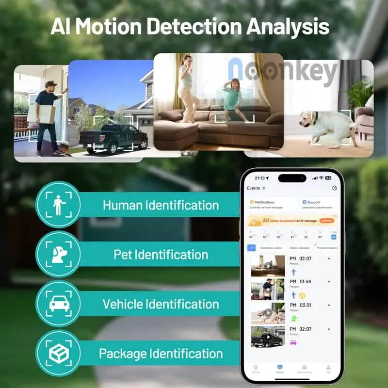 Caméra d'intérieur sans fil 2K – Wi-Fi double bande 5 GHz et 2,4 GHz, Vision nocturne couleur IA ChroMax, Enregistrement 24h/24 et 7j/7